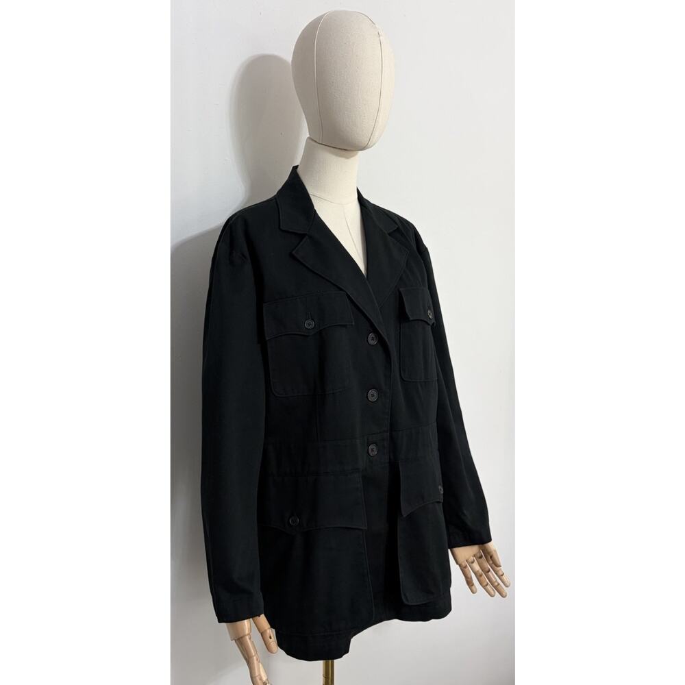VTG LAUREN RALPH LAUREN Size 6 Military Safari Utility Jacket Cargo Coat Black - Picture 4 of 10